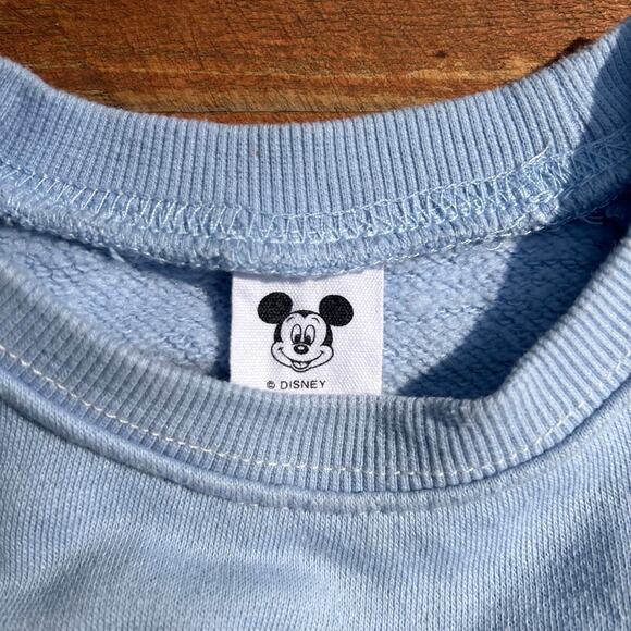 Vintage 90s Disneyland Mickey Mouse Sweatshirt Light Blue Kids M Retro Disney - Picture 3 of 8